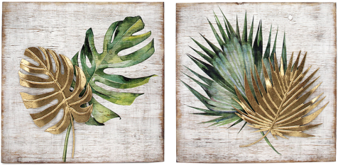 Wall Art Palm Monstera W Gold Leaf - Swiss Cheese Plant (500x500), Png Download