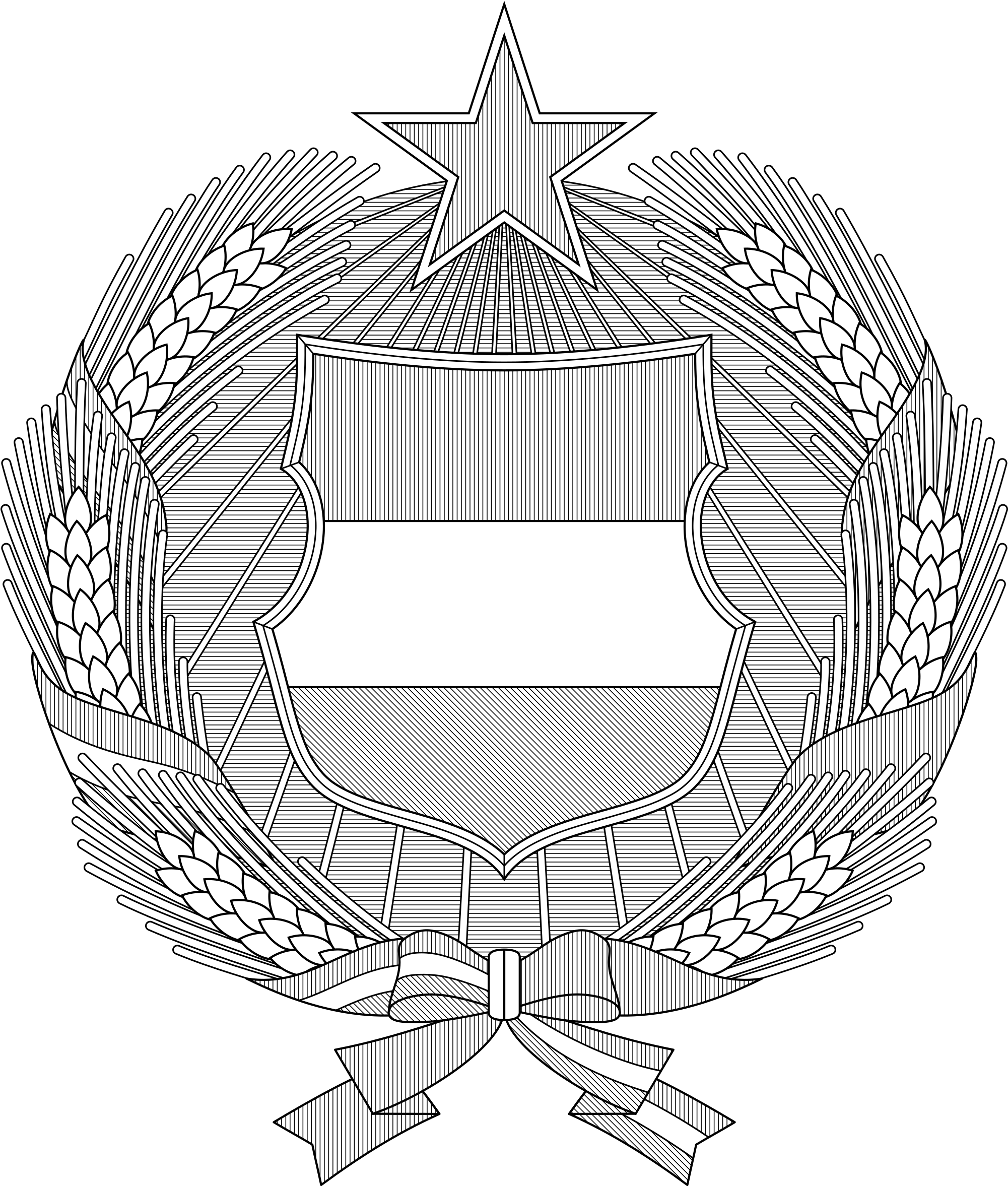 Open - File Coat Of Arms Of Hungary 1957 1990 Monochrome .svg (2000x2360), Png Download