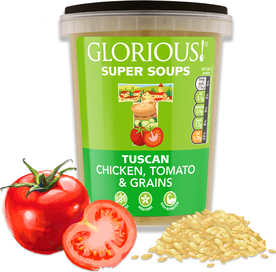 A Chicken And Grain Soup Bursting With Tomatoes And - Glorious! Tuscan Chicken, Tomato & Grains Soup (1228x1228), Png Download
