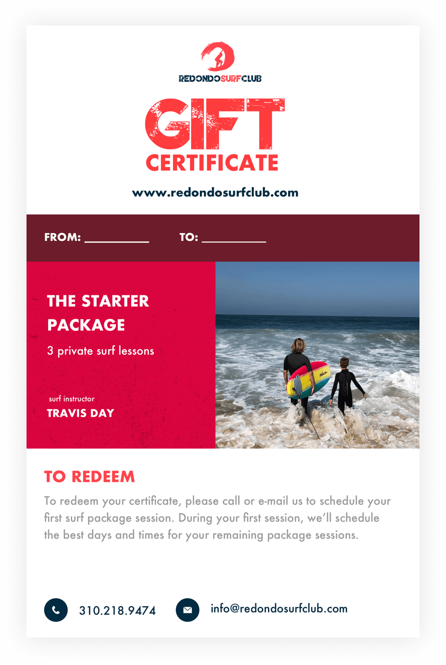 Redondo Surf Club Gift Certificate Starter Package - Redondo Surf Club (908x1355), Png Download