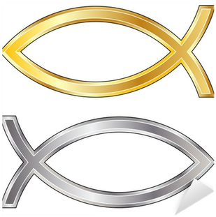 Gold And Silver Christian Jesus Fish Icon Sticker • - Pez Cristiano (400x400), Png Download