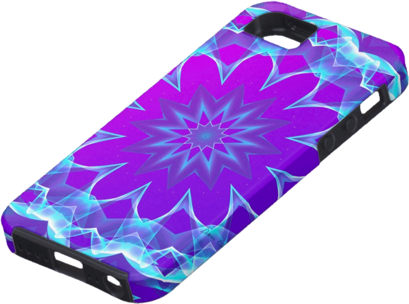 Psychedelic Stars, Abstract Violet Purple Glow Mandala - Mobile Phone Case (900x900), Png Download