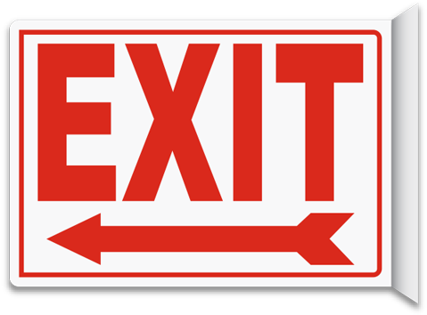Exit 2-way Sign - Emergency Exit Sign Board (480x361), Png Download