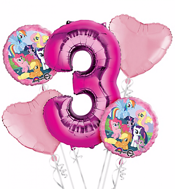My Little Pony 3rd Birthday Balloon Bouquet 5pc (800x800), Png Download
