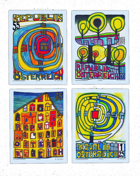 Hundertwasser Postage Stamps (478x600), Png Download