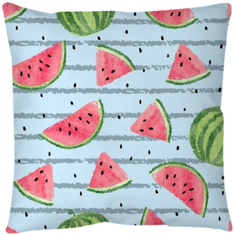 Vector Striped Summer Background With Watercolor Watermelon - Watermelon (400x400), Png Download
