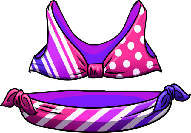 Pink Stripe Bikini - Free Penguin Wikia Bikini (640x446), Png Download