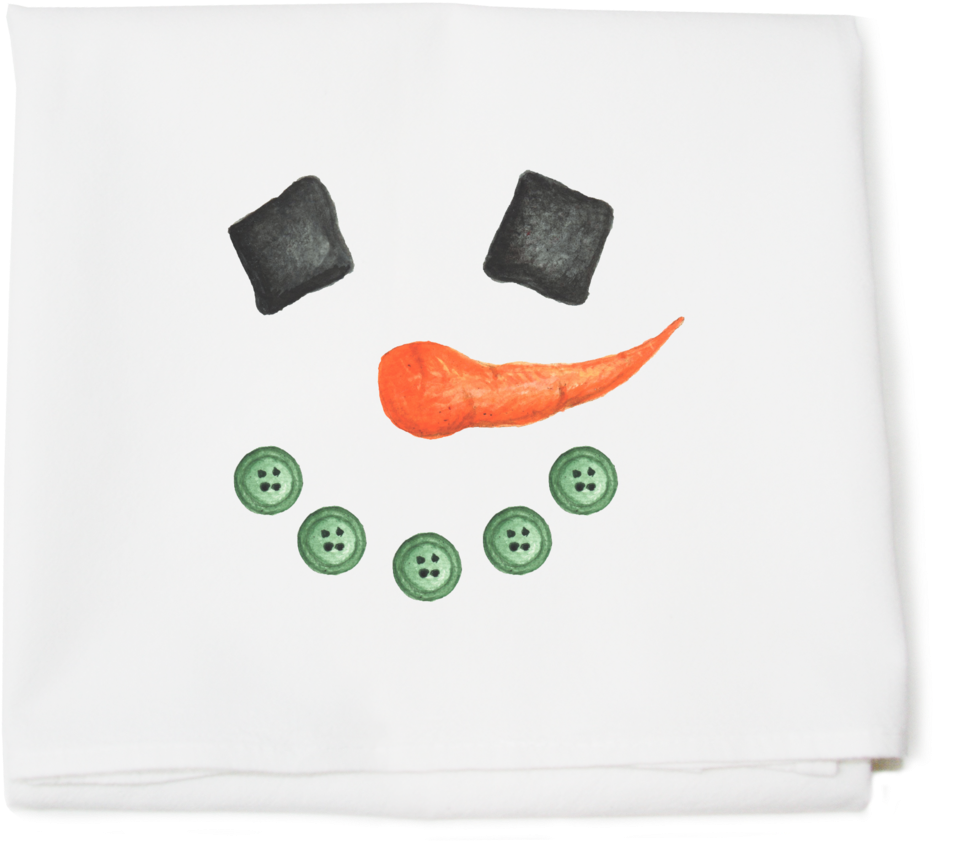 Snowman Face Winter Wonderland Collection Flour Sack - Carrot (1024x944), Png Download