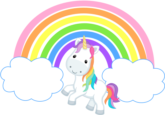 Unicorn Rainbow Clouds Png (576x599), Png Download
