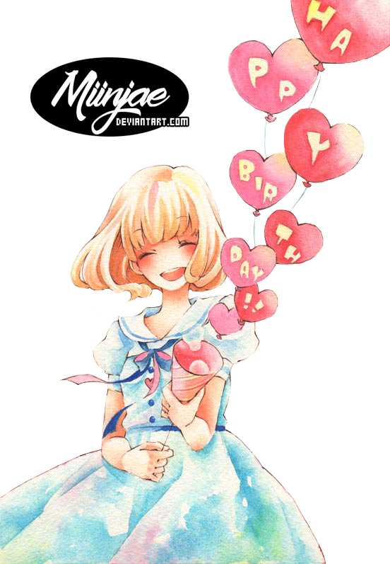 Download Happy Birthday By Miinjae On Deviantart Anime Girls, - Render  Happy Birthday PNG Image with No Background 