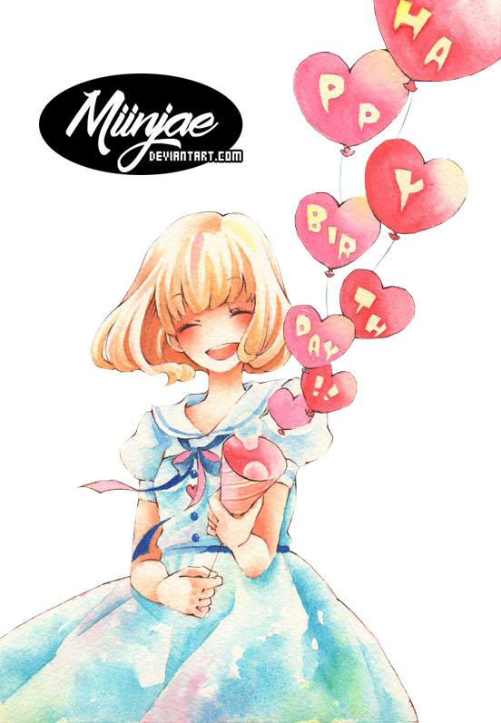 Happy Birthday By Miinjae On Deviantart Anime Girls, - Render Happy Birthday (552x797), Png Download