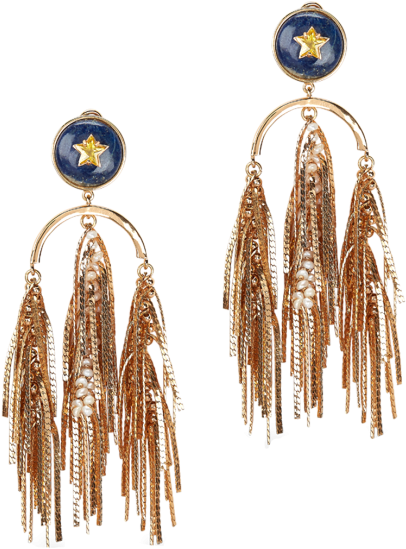 Lapis Nouveau Tassel Earrings - Earring (543x706), Png Download