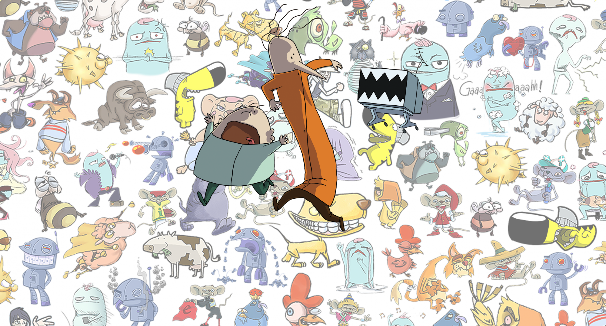 Tv Animgram - Cartoon (2000x1078), Png Download