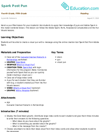 Spark Post Pun - Worksheet (340x446), Png Download