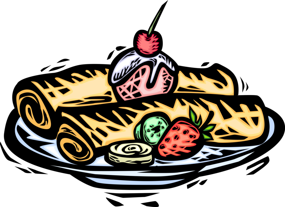 Plato De Comida Libres De Derechos Ilustraciones De - Crepes Clip Art (480x355), Png Download