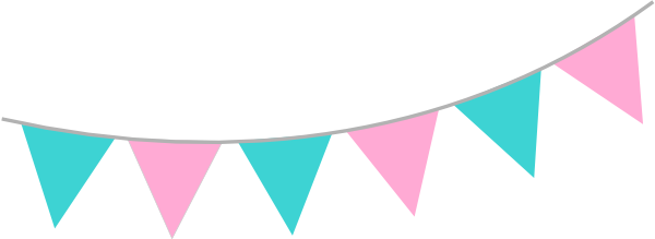 Pink Teal Bunting Clip Art At Clker - Pink And Blue Bunting (600x219), Png Download