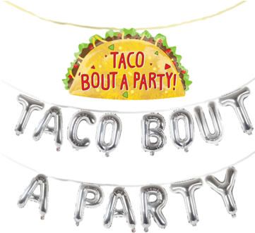 Taco Bout A Party Balloon Banner Set With Giant 33" - Tacos Banner Png (360x360), Png Download