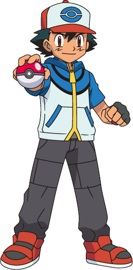 Vector Transparent Stock Ash Drawing Pokemon - Ash In Pokemon (268x544), Png Download