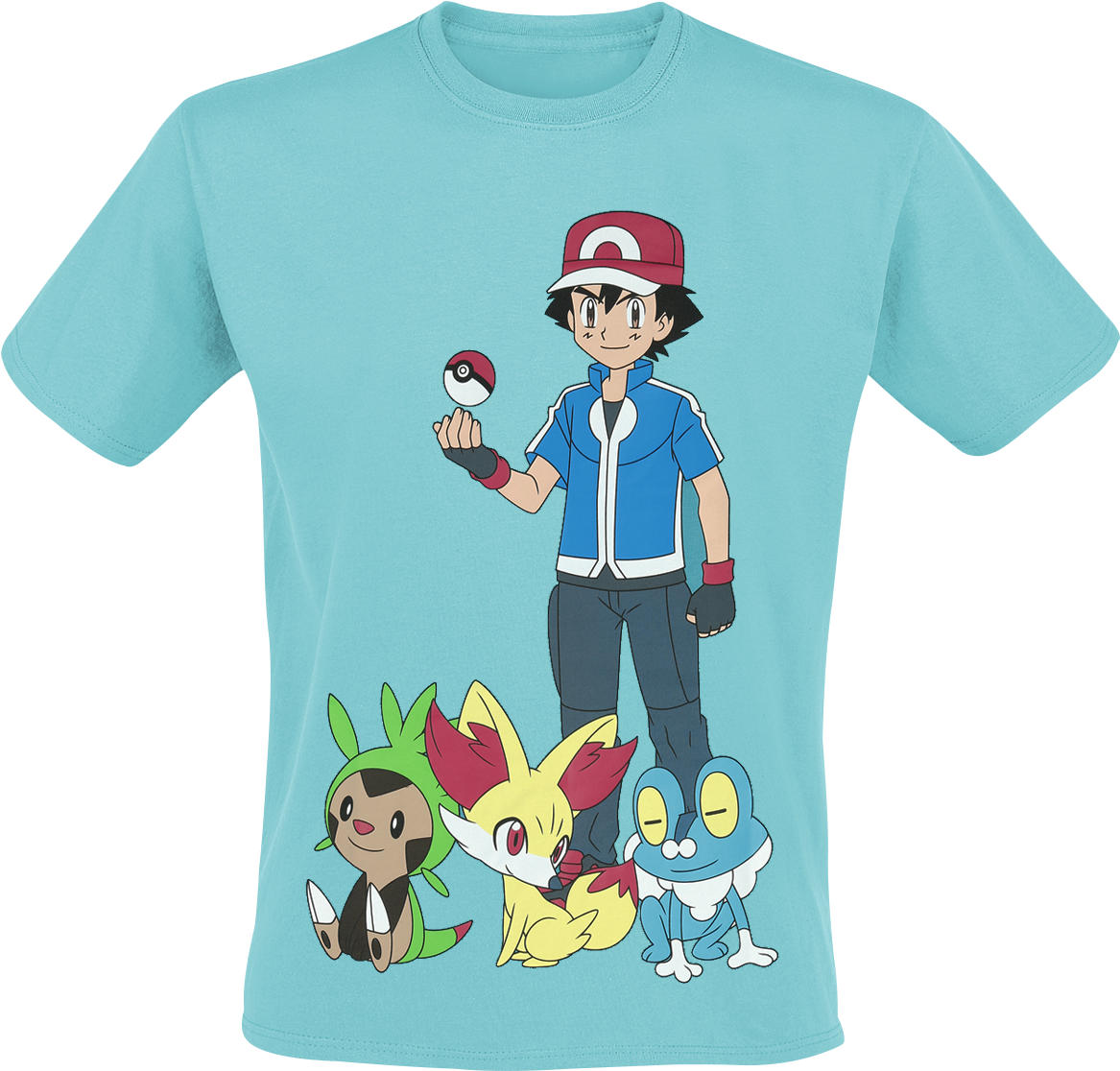 Pokemon - Ash Ketchum - T-shirt - Turquoise - Mens Aqua Pokemon T-shirt (1200x1154), Png Download