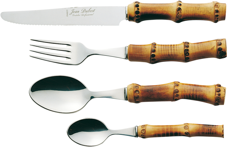 Natural Bamboo Flatware Jean Dubost - Couvert Avec Manche En Bambou (800x532), Png Download