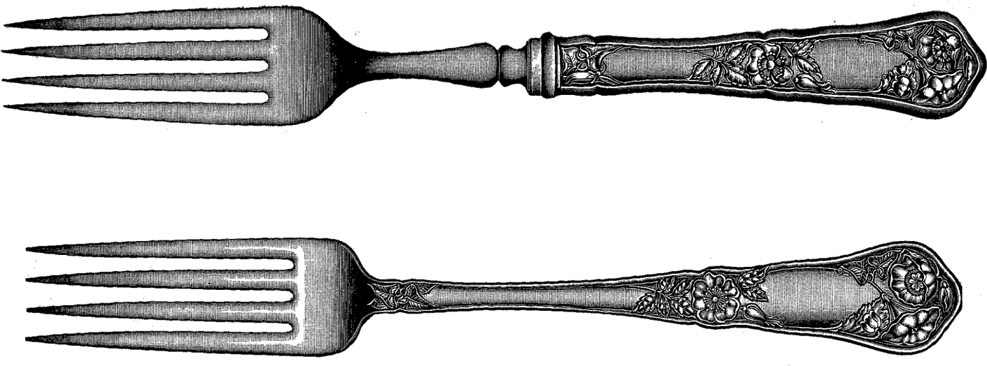 I've Posted Some Wonderful Vintage Forks, Spoons, And - Vintage Fork Clip Art (1600x732), Png Download