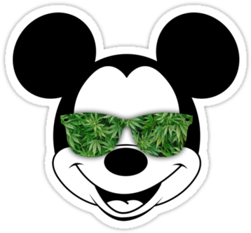 Stoner Humor, Weed Stickers, Hippie Trippy, Mickey - Mickey Sunglasses (375x360), Png Download