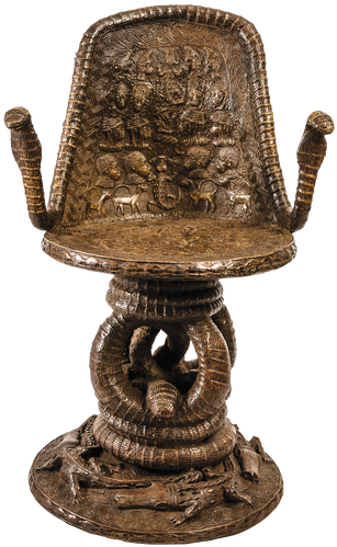 This Unique Throne Features Cobra Head Arm Rests, And - Chair (498x564), Png Download