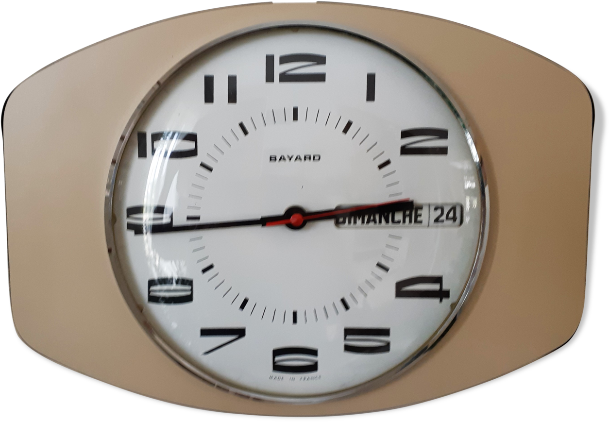 Beige Formica Vintage Clock With Date - Calendar Date (1457x1457), Png Download