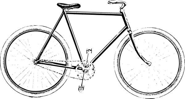 Jpg Black And White Download Bike Clip Art At Clker - Vintage Bicycle Drawing Png (600x321), Png Download