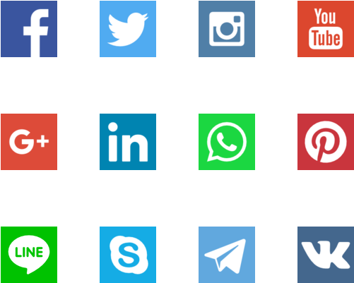 Flat Social Media Icons Png Image Royalty Free - Kind Of Social Media (560x480), Png Download