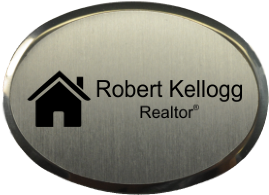 Real Estate Oval Name Tag With Executive Holder - Metal Oval Nametag (600x464), Png Download