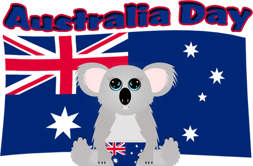 Australia Flag With Koala (500x328), Png Download