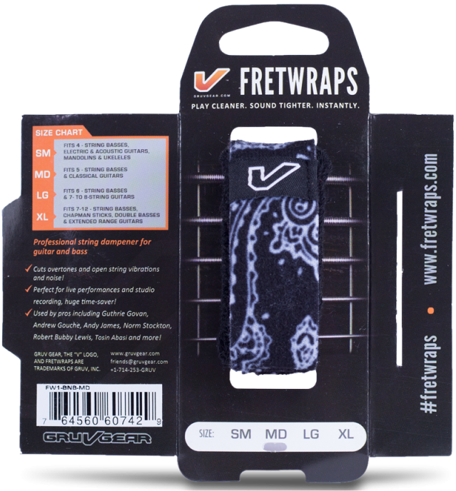Gruv Gear Fretwraps Single Pack - Medium Black (800x1000), Png Download