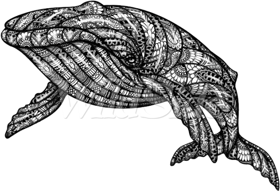 Black & White Whale With Bandana Pattern - Kerchief (600x600), Png Download