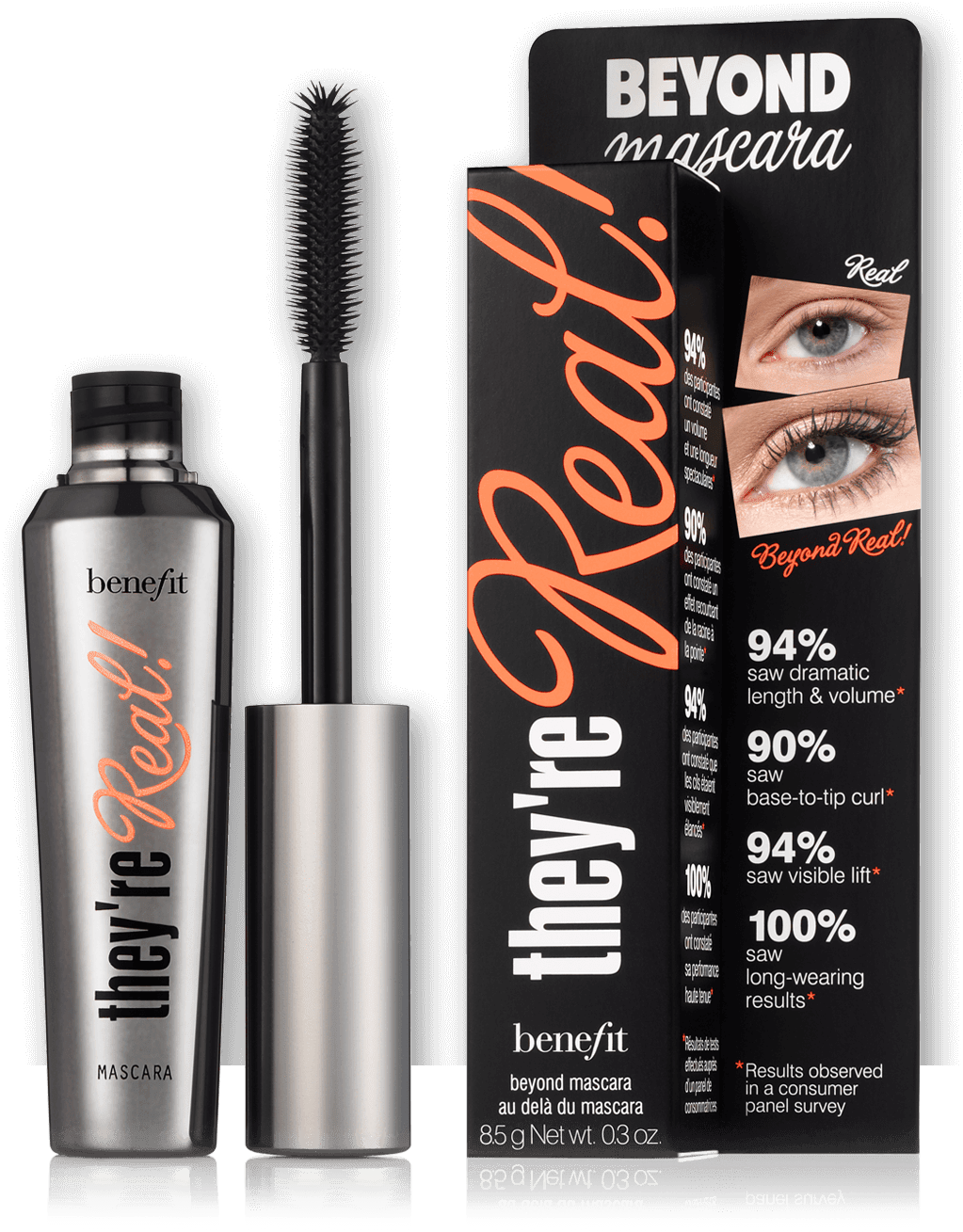 Mascara, Makeup, Make Up Blogger, Mascara For The Eyes, - Benefit Cosmetics Mascara They're Real - Black. (800x905), Png Download