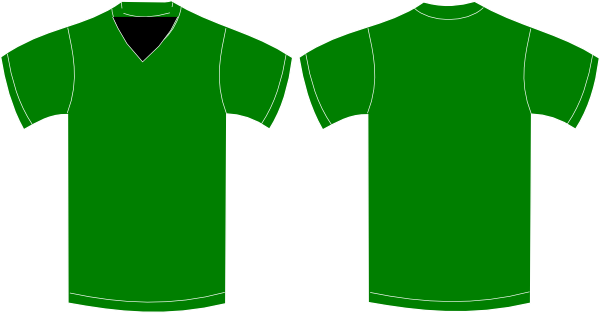 Small - Green V Neck T Shirt Template (600x313), Png Download