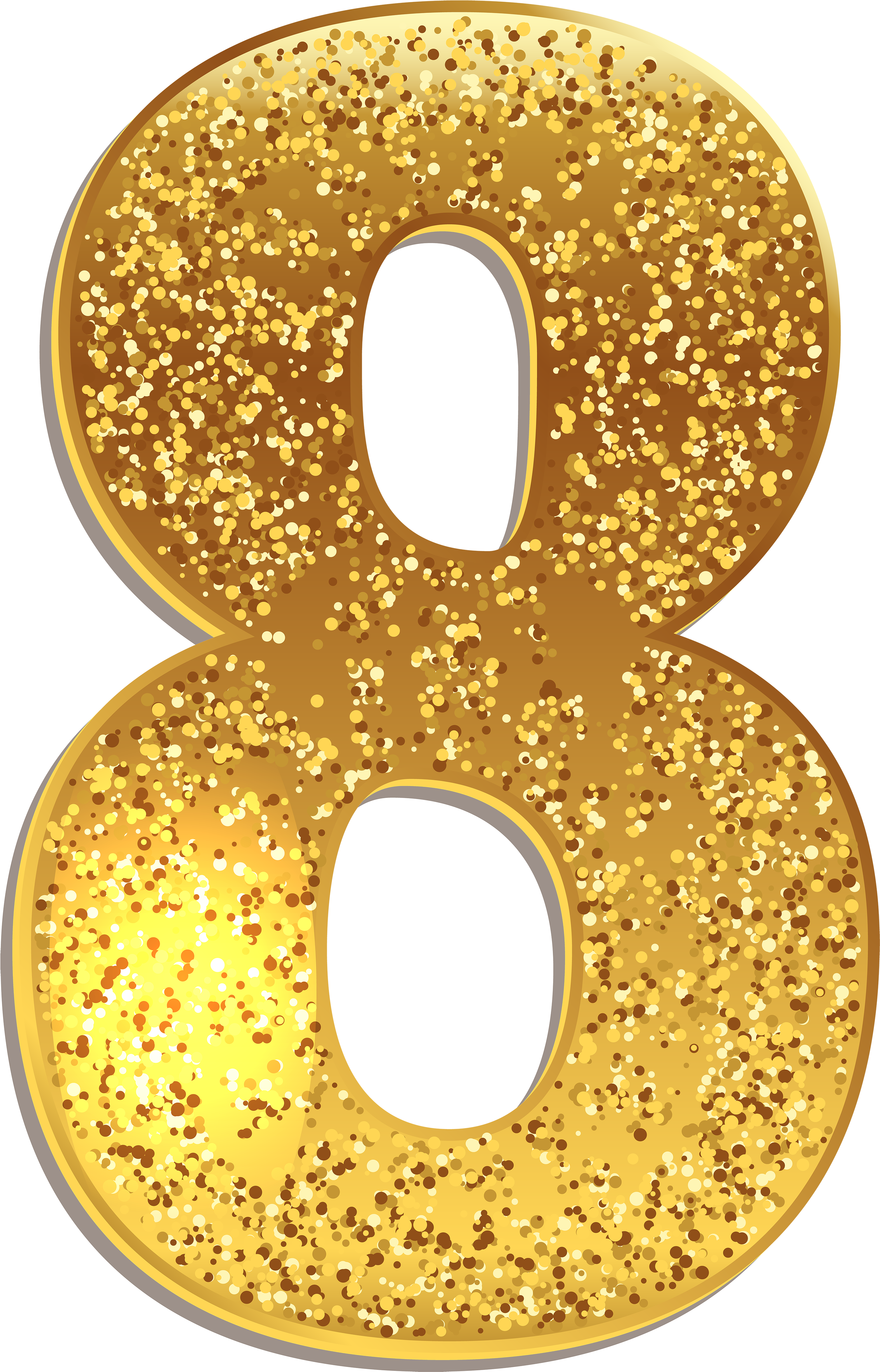 Number Eight Gold Shining Png Clip Art Image - Gold Numbers Png (3245x5000), Png Download