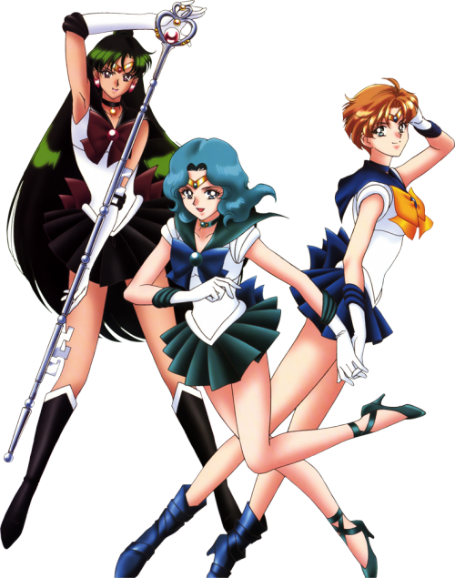 Sailor Pluto, Sailor Neptune & Sailor Uranus - Sailor Uranus And Neptune (500x635), Png Download