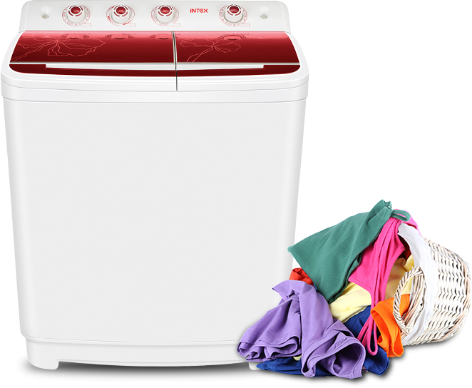 Get Washing Easier With Intex Wmsa85gr - Washing Machine In Cloths (662x544), Png Download
