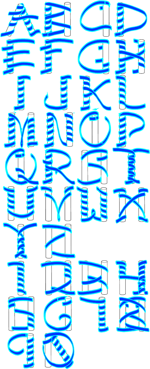 Ribbons Around Pillars Alphabet 4 Ways - Calligraphy (618x1600), Png Download