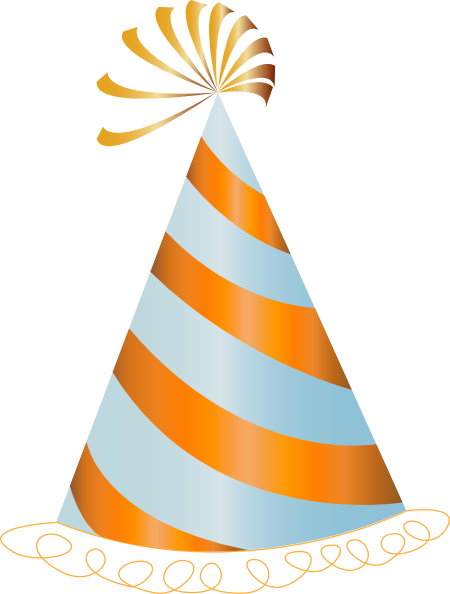 Orange Clipart Party Hat - Birthday Hat Vector Png (450x594), Png Download