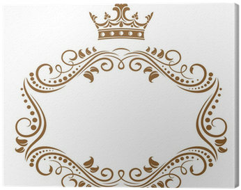 Elegant Royal Frame With Crown Canvas Print • Pixers® - Decal House ''name'' Princess Crown Nursery Wall Decal (400x400), Png Download