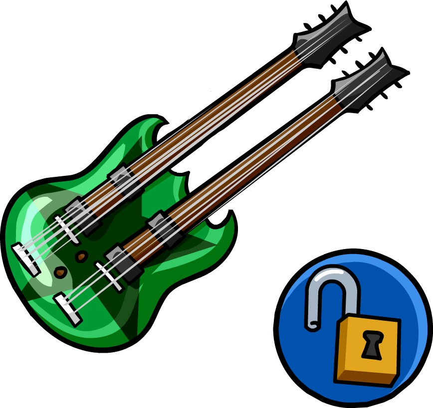 Double Necked Guitar Unlockable Icon - Club Penguin (868x819), Png Download