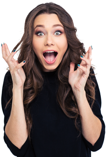 Free 'wow 'em Now' Call - Shocked Lady Png (434x546), Png Download