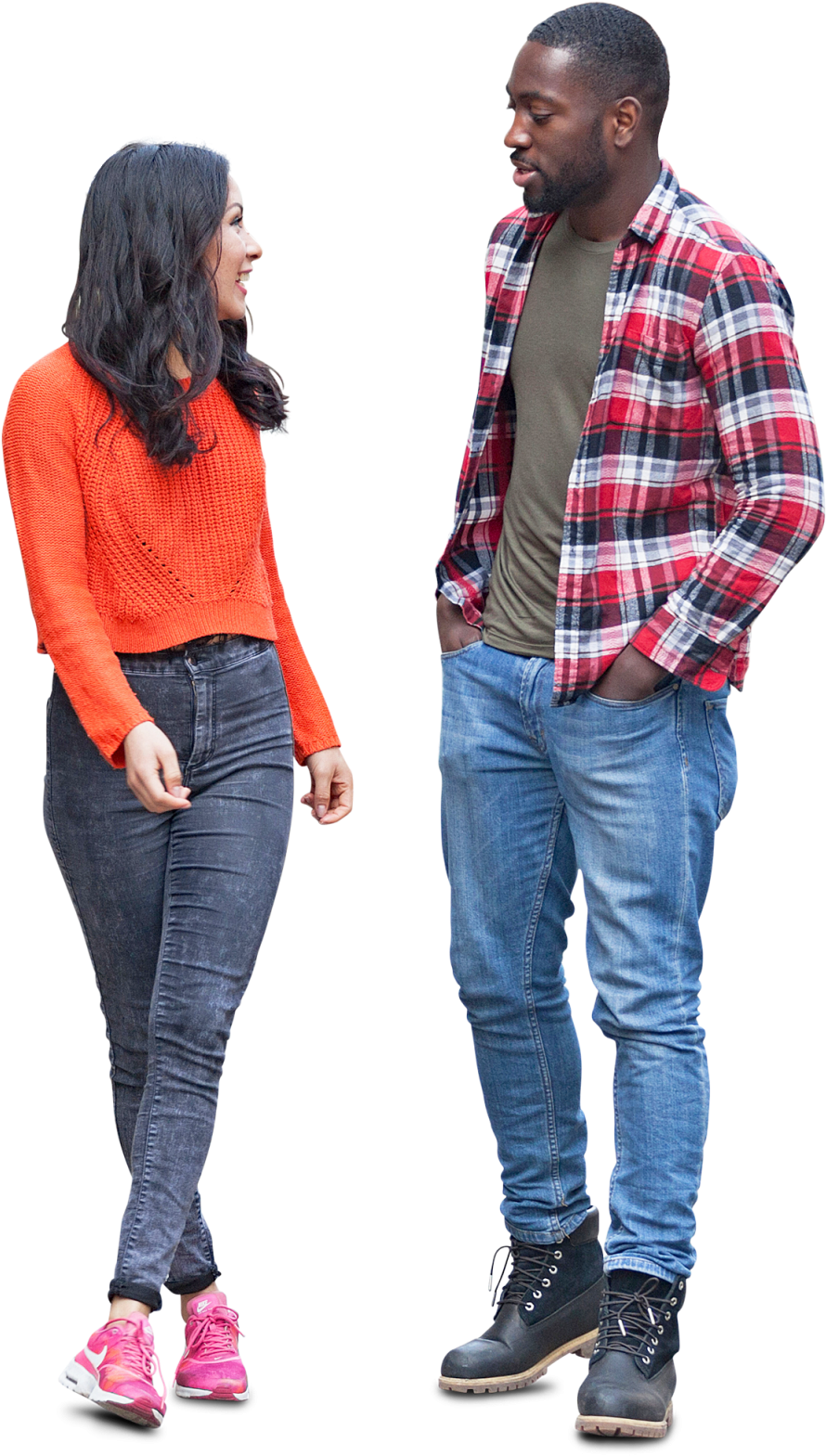 Cut Out Friends Couple Standing - Standing People (917x1599), Png Download