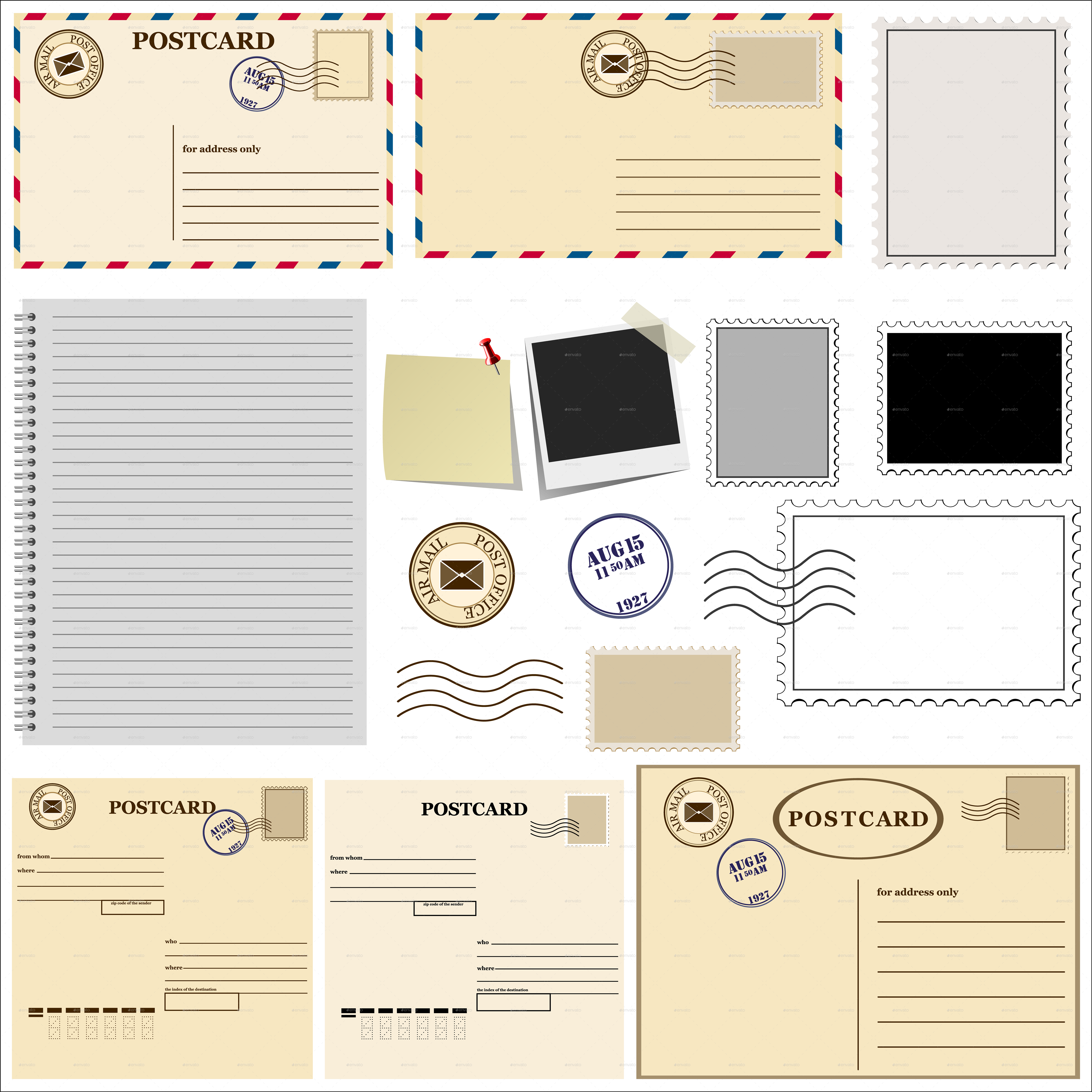 Of Postcards And Stamps - Vw (6000x6000), Png Download