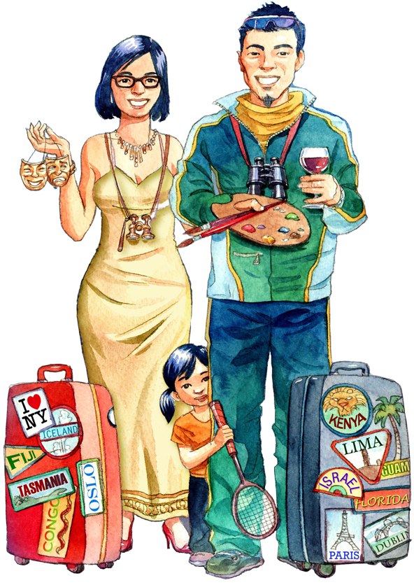 Chinese Tourists Cartoon (600x839), Png Download