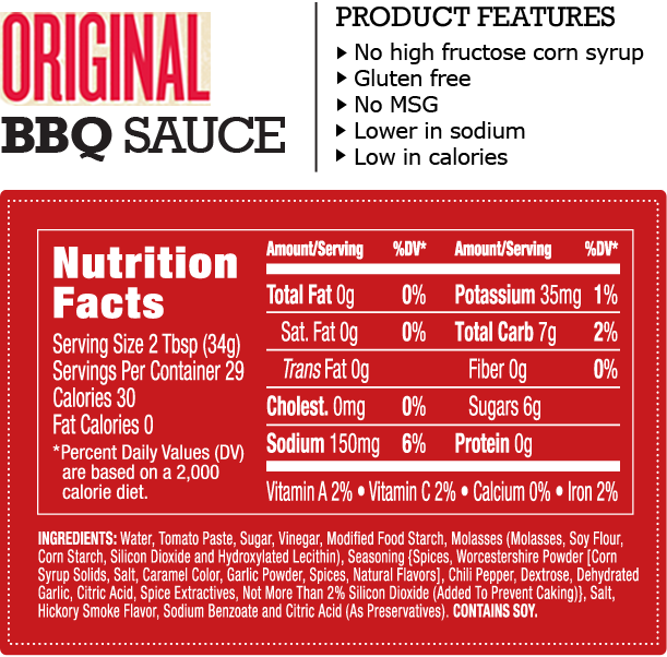 Ken Davis Bbq Sauce Nutrition Facts - Bbq Sauce Food Label (611x602), Png Download