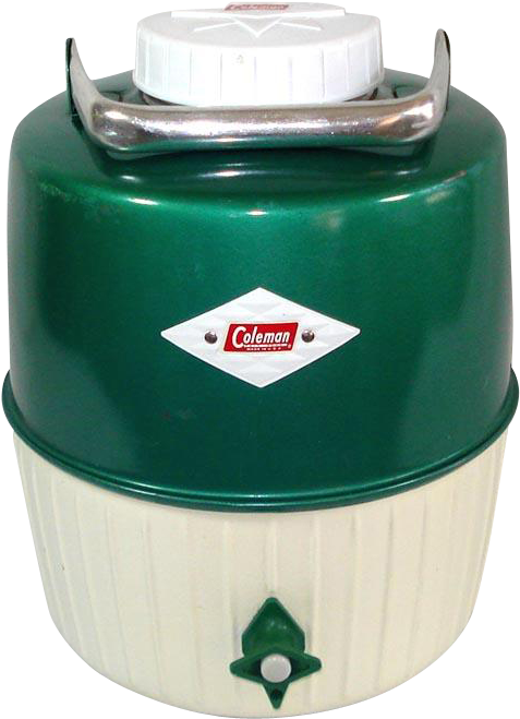 Coleman 1960's Green 2 Gallon Water Cooler - Cylinder (658x658), Png Download