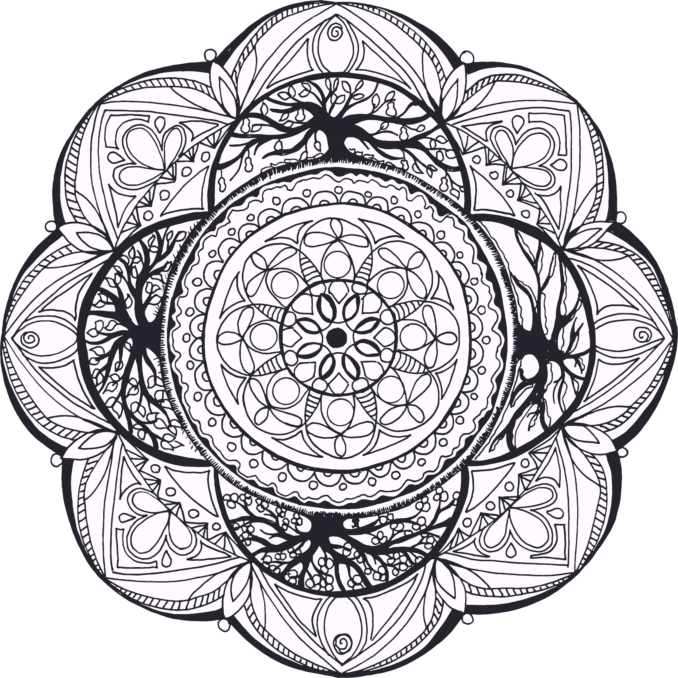 This Free Icons Png Design Of Hand Drawn Mandala (2334x2334), Png Download